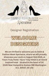 a flyer for the swim fashion week experience